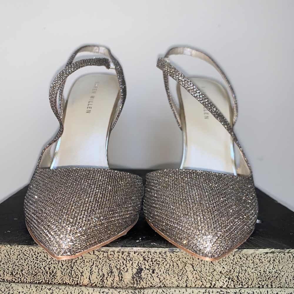 Karen Millen gold glitter strappy open pumps *8 - Picture 9 of 13